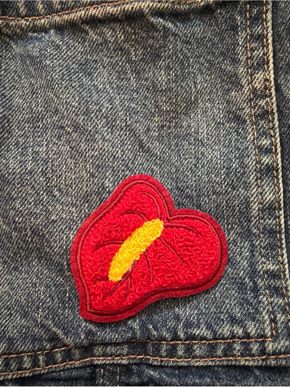 Anthurium flower chenille iron-on patch